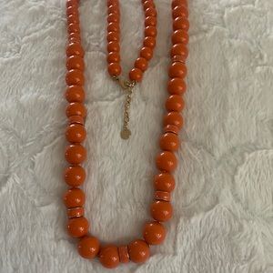 Talbots orange long necklace